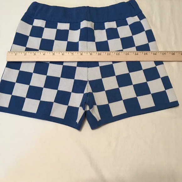 Knit Shorts Set Crop Top Knit Short Checks 2 Piece Shorts Set Blue Size Medium - Picture 8 of 16